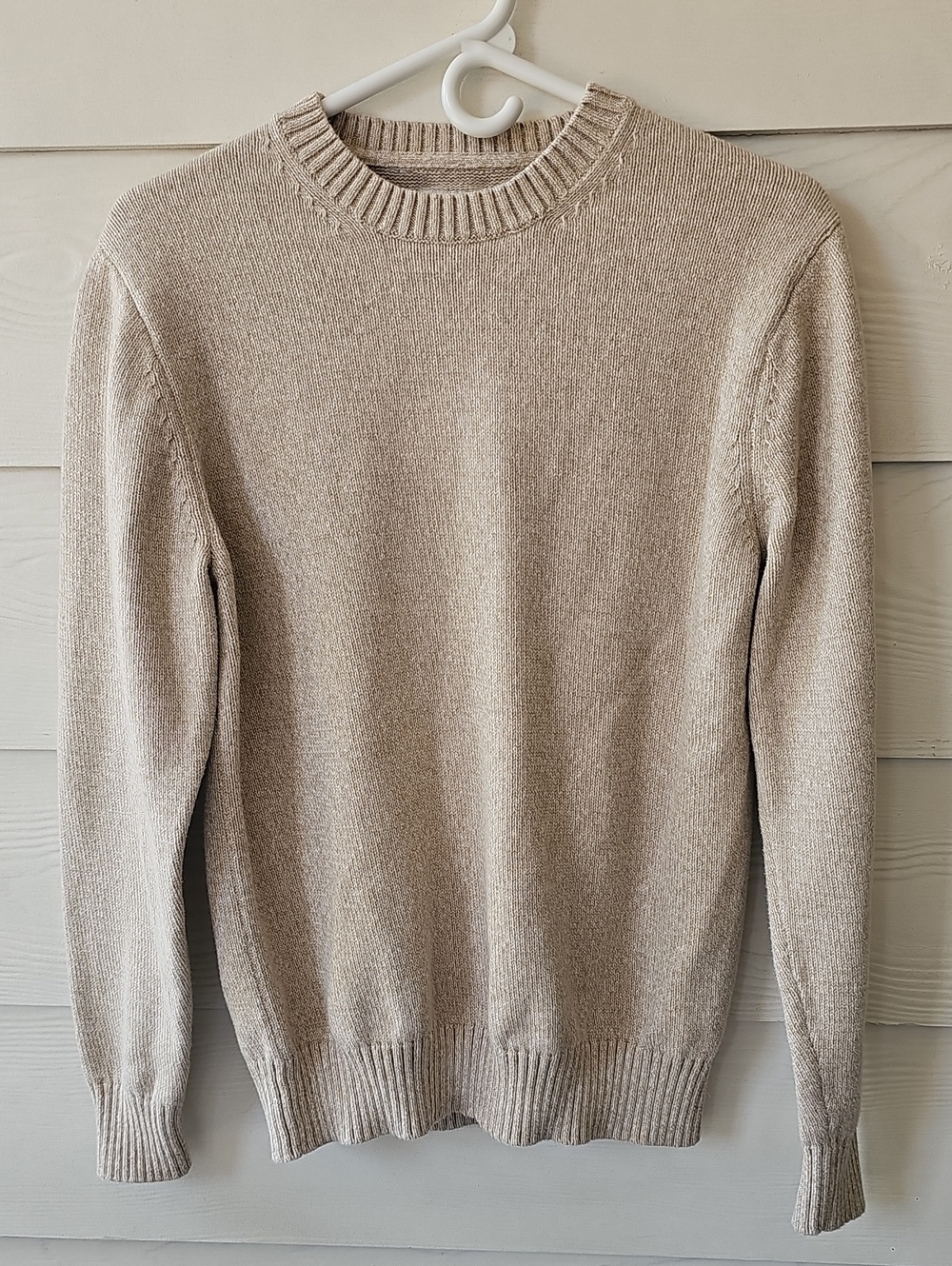 St. John's Bay Men's Medium Tan Beige Crewneck Sweater 100% Cotton